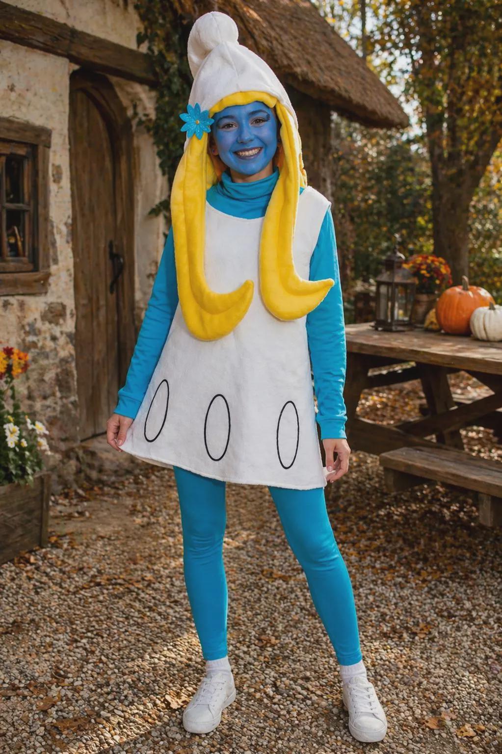 Smurfette Hat Wig Halloween Costume , Blue Character Hat Costume, Cartoon Inspired Halloween Accessory, Fantasy Cosplay Hat