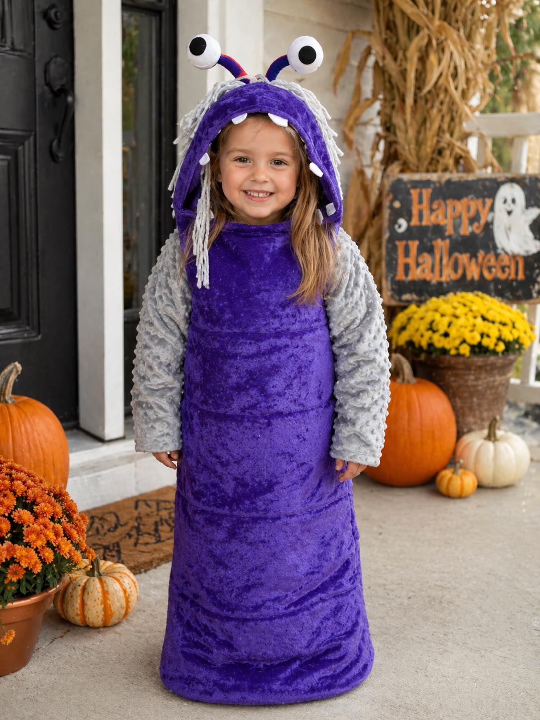 Baby Boo Monster Halloween Costume, Purple Velvet, Tentacle Arms, Toddler Dress Up