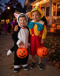 Kids Black Halloween Costume, Fleece Bodysuit and Hood, Open Face Cat