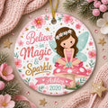 Fairy Garden Ceramic Ornament, Custom Name Keepsake, Magical Flower Fairy DecorPersonalized