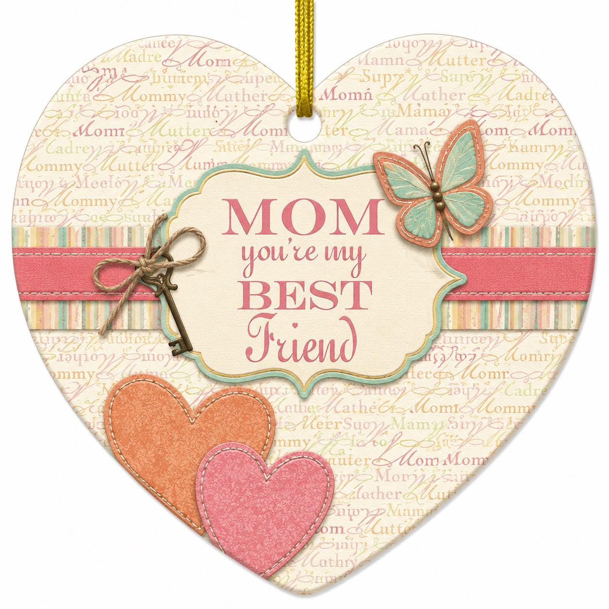 Mom Friend Heart Ornament, Daughter Mother Keepsake, Christmas DecorPersonalized
