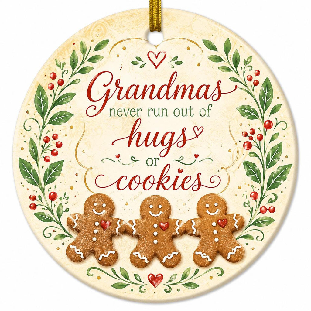 Grandma Hugs Cookies Ceramic Ornament, Family Love Christmas KeepsakePersonalized