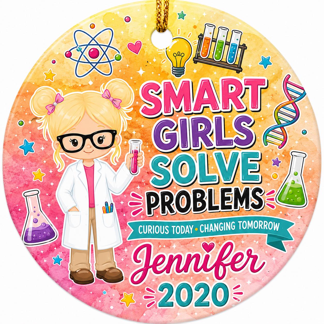 Science Girl Ornament, Custom STEM Christmas Decor, Chemistry KeepsakePersonalized