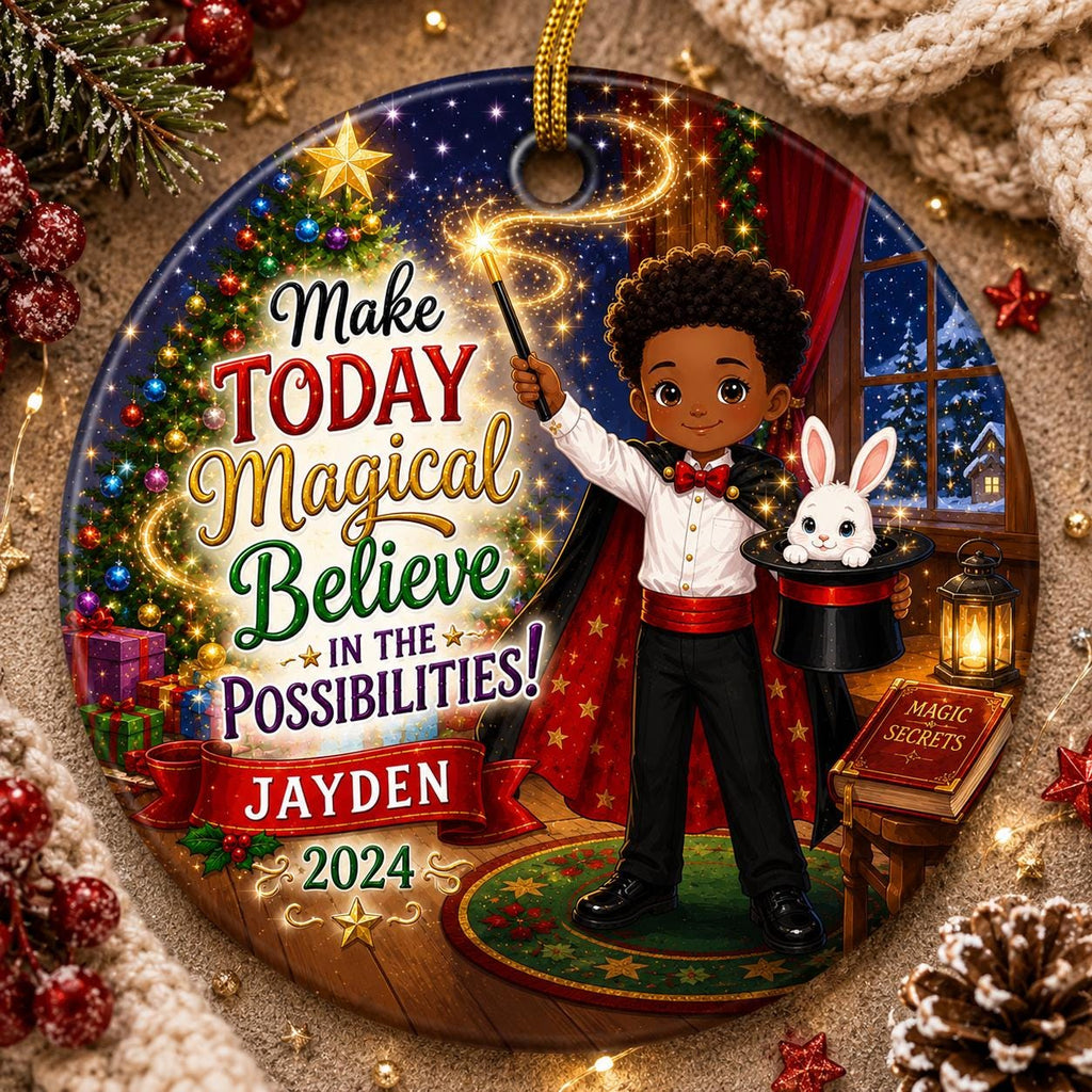 Magician Christmas Ornament, Kids Magic Holiday Keepsake, Believe Possibilities GiftPersonalized