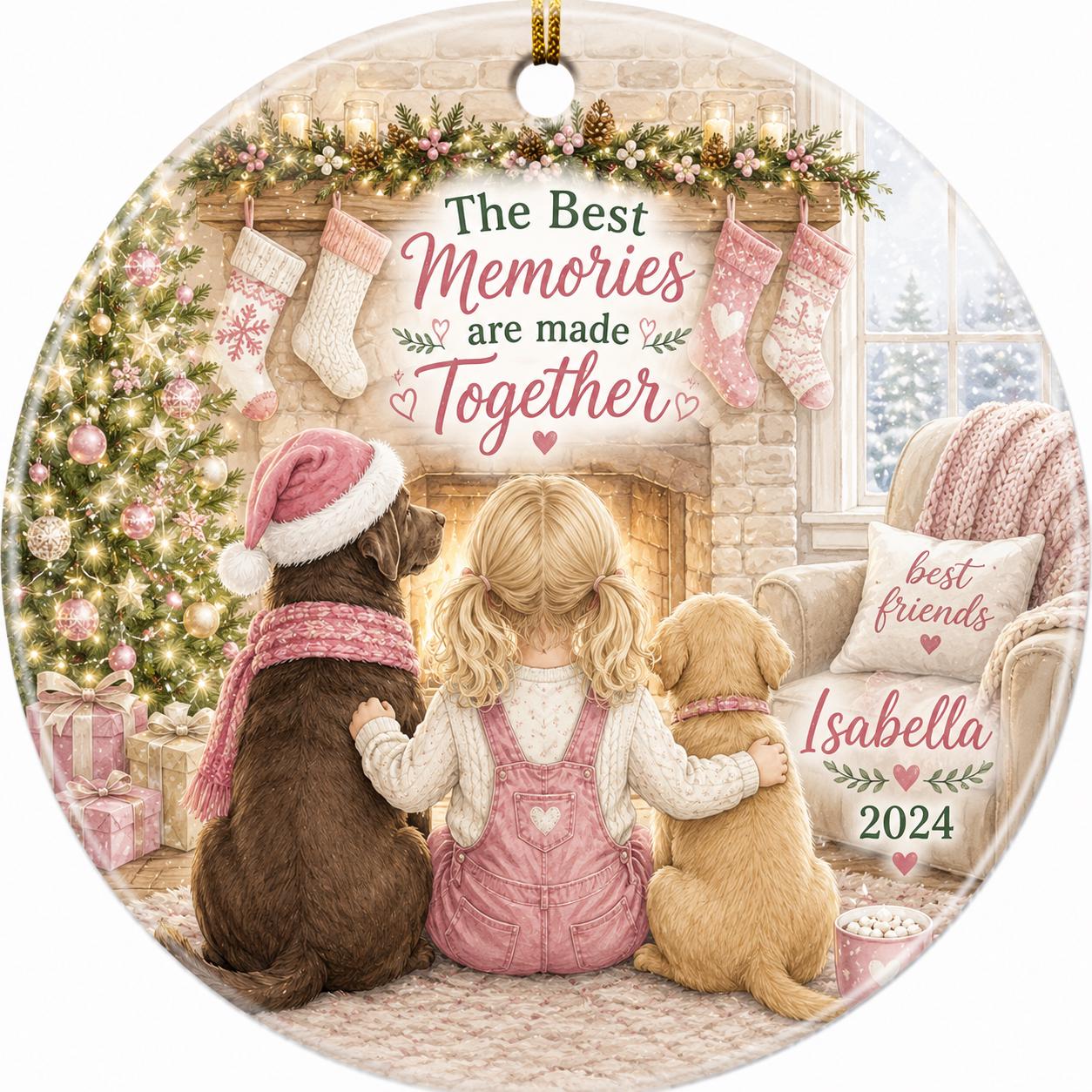Labrador Dog Christmas Ornament, Cozy Family ScenePersonalized
