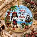 Pirate Girl Ornament, Tropical Island Adventure Keepsake, Ceramic Kid's GiftPersonalized