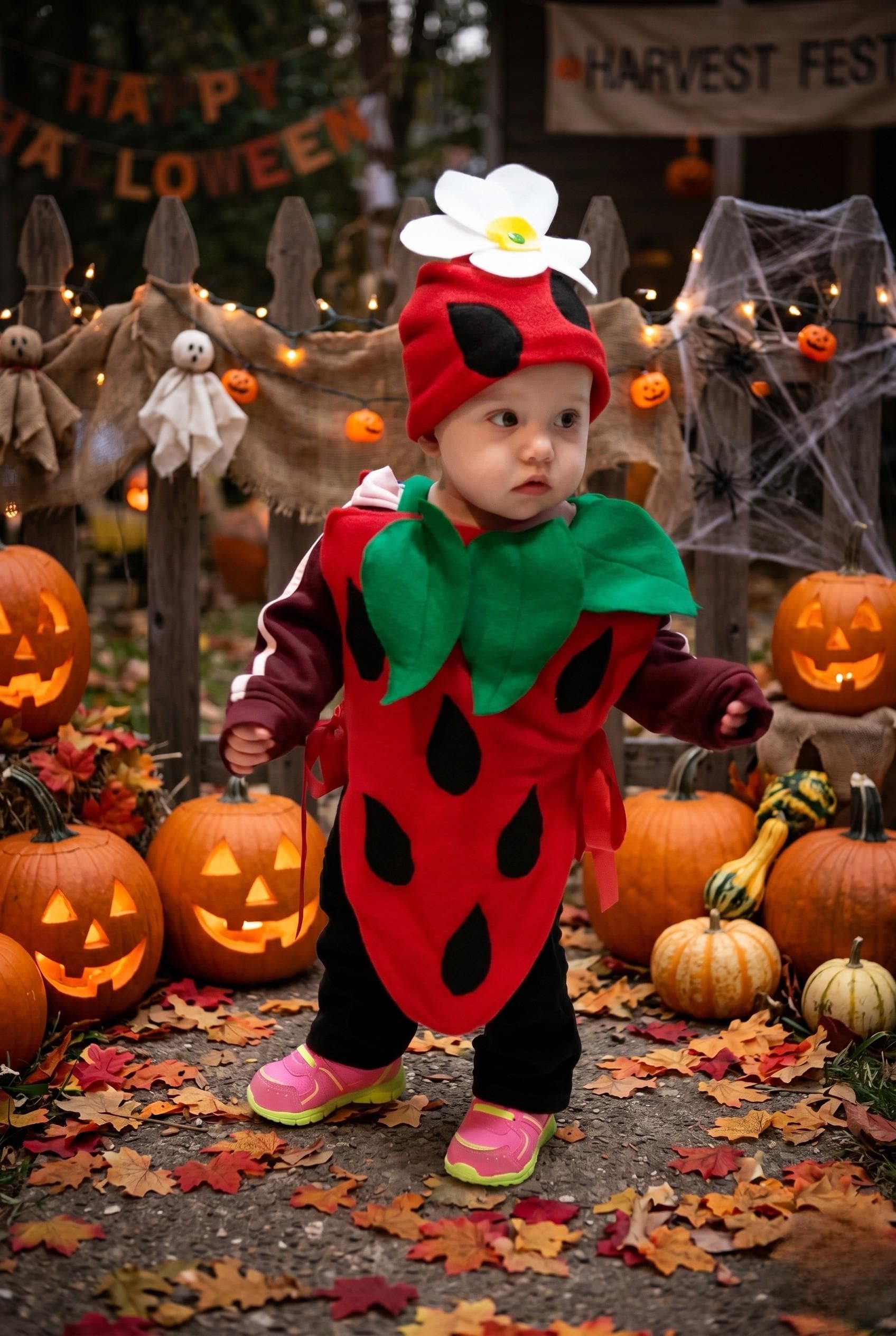 Strawberry Halloween Costume, Fleece Fruit Outfit for Kids, Berry Sweet Dress Up