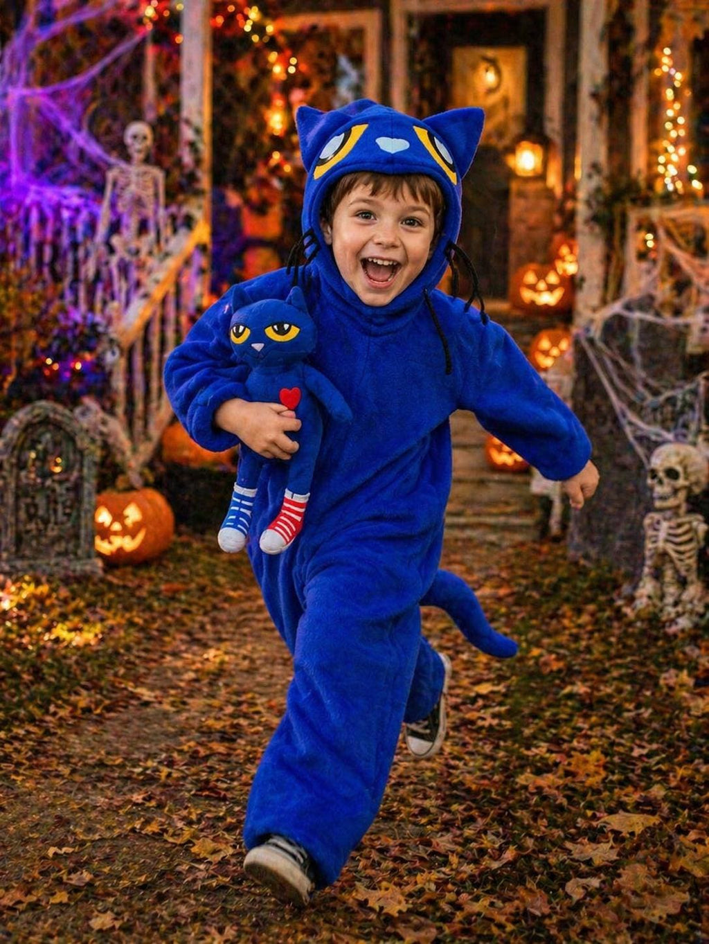 Blue Cat Halloween Costume Outfit, Kids Blue Cat Halloween Costume, Cute Cartoon Cat Costume, Plush Animal Costume for Kids