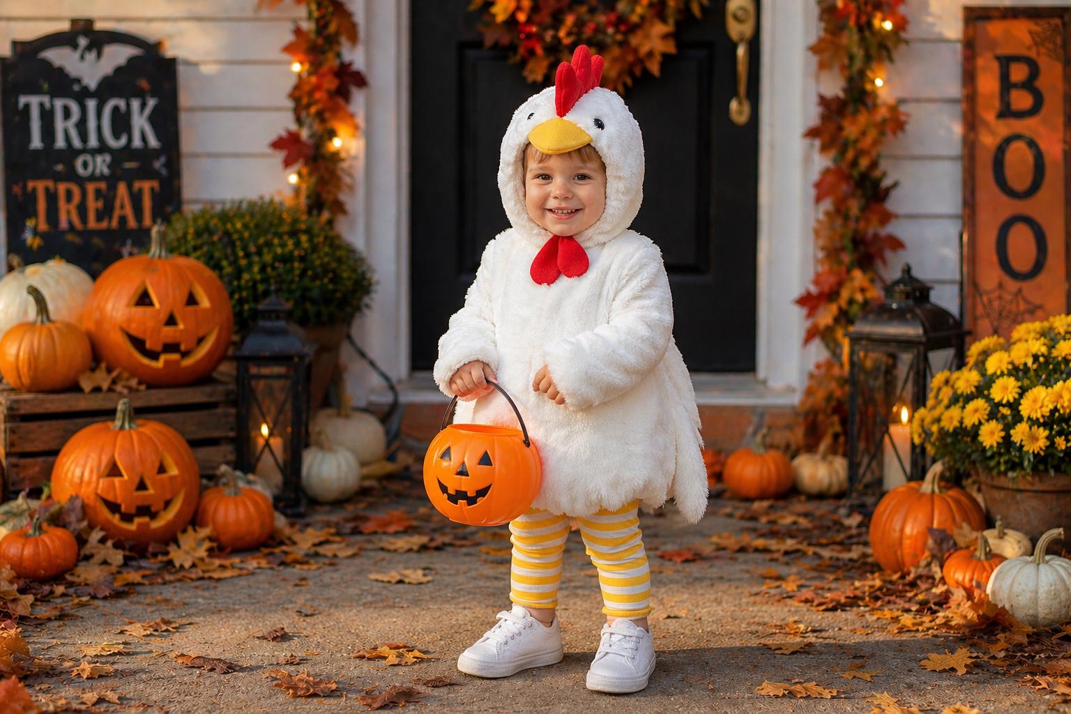 Plush White Chicken Costume for Kids, Soft Faux Fur Farm Animal Outfit