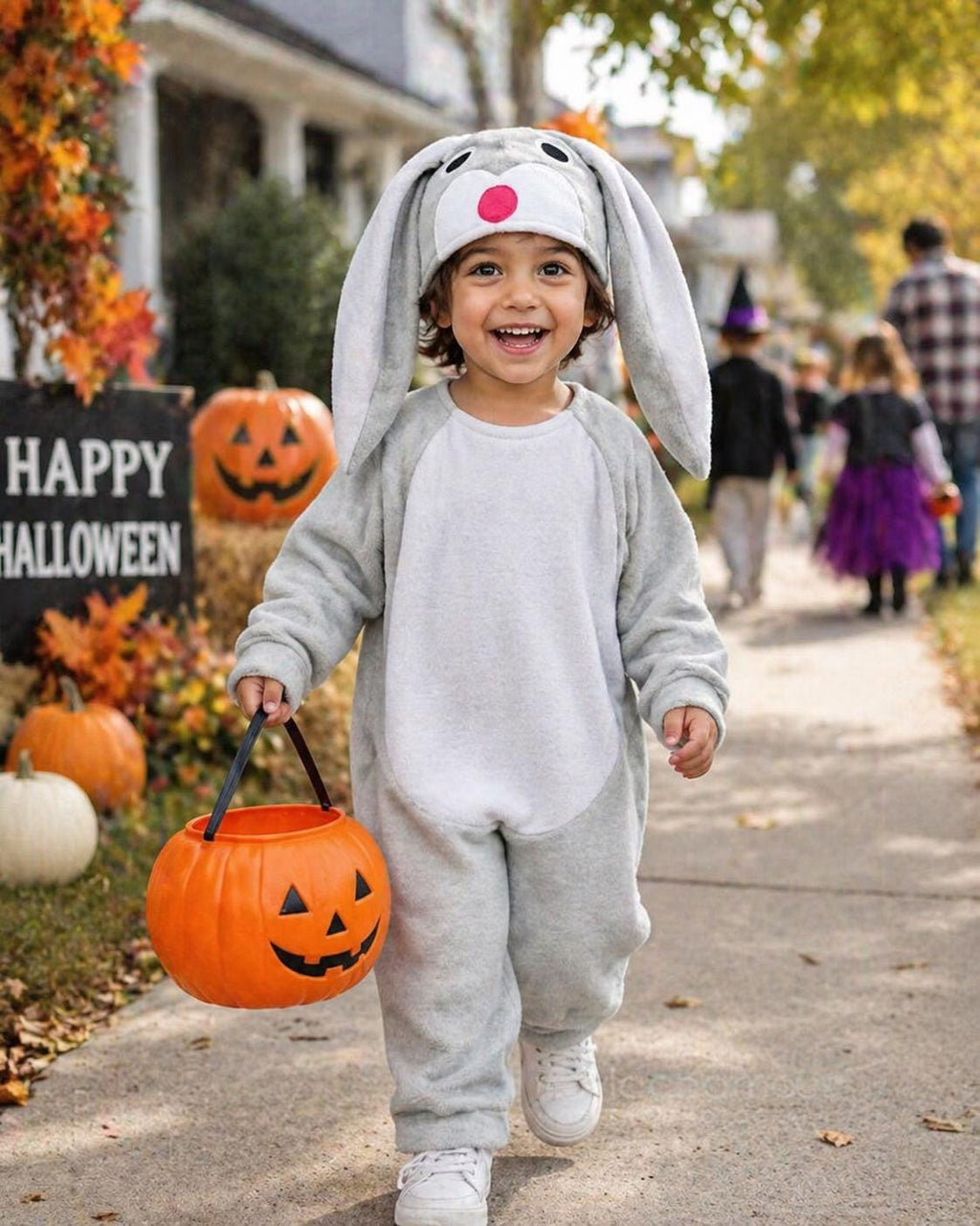 Floppy Ear Bunny Rabbit Costume, Fleece Halloween Animal Outfit, Kids Easter Suit