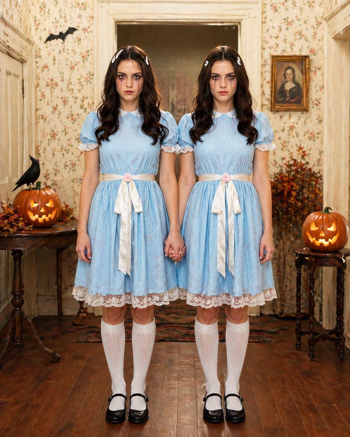 The Shining Grady Twins Halloween Costume Dress – Haunted Hotel Creepy Sisters Cosplay