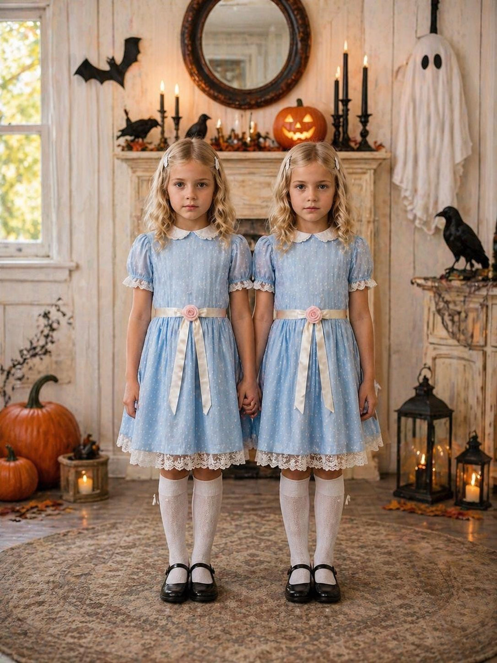 Girls Grady Twins Costume, The Shining Horror Dress, Halloween Matching Sisters Outfit