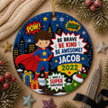 Superhero Boy Ornament, Custom Comic Name Christmas KeepsakePersonalized