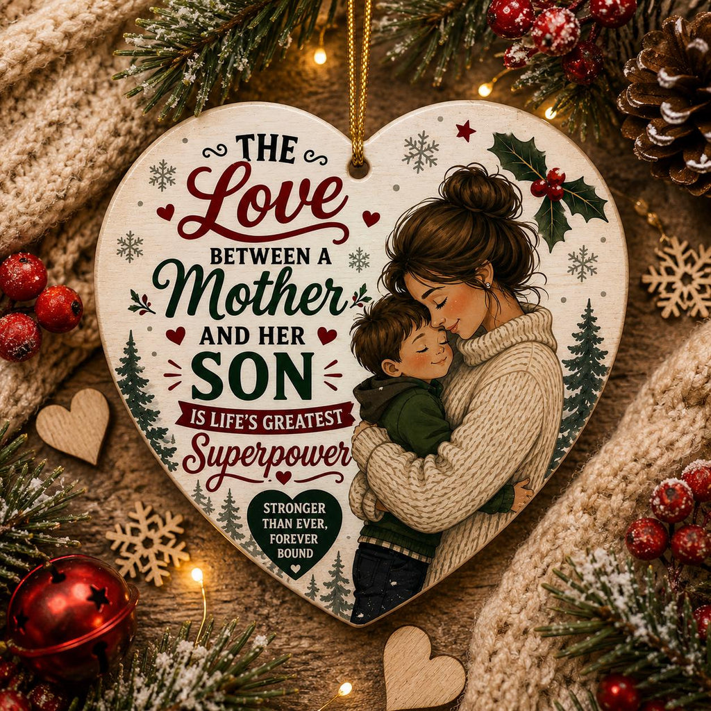 Mother Son Heart Ornament, Sentimental Ceramic Keepsake GiftPersonalized