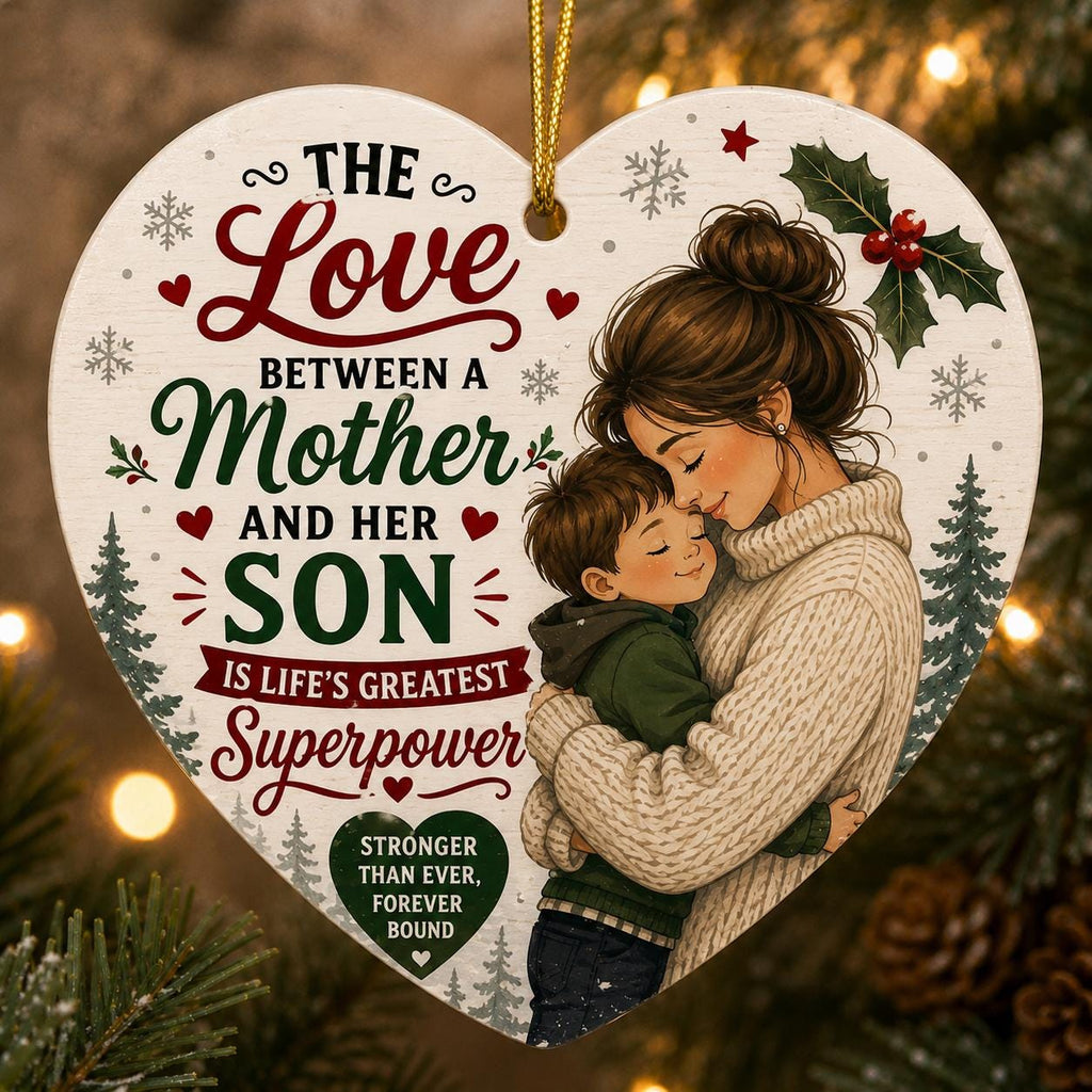 Mother Son Heart Ornament, Sentimental Ceramic Keepsake GiftPersonalized