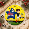 Boy Soccer Ornament, Custom Player Christmas Gift, Ceramic Athlete KeepsakePersonalized