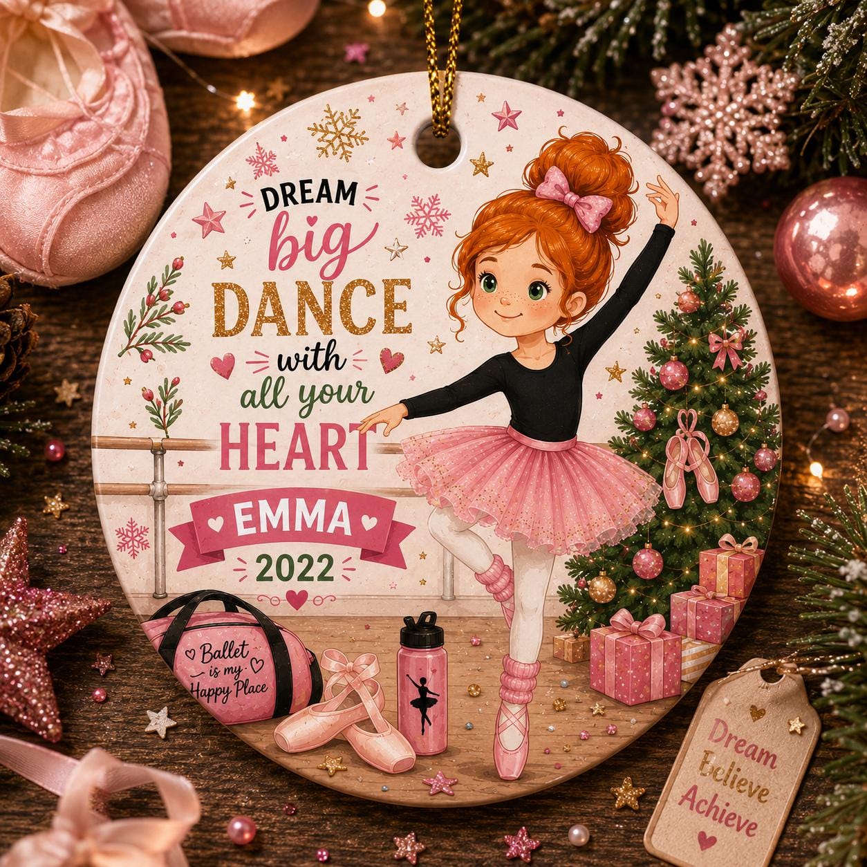 Ballerina Ornament, Custom Ceramic Dancer Keepsake, Christmas Ballet GiftPersonalized
