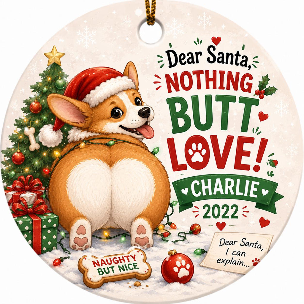 Funny Corgi Butt Christmas Ornament, Personalized Dog Lover KeepsakePersonalized