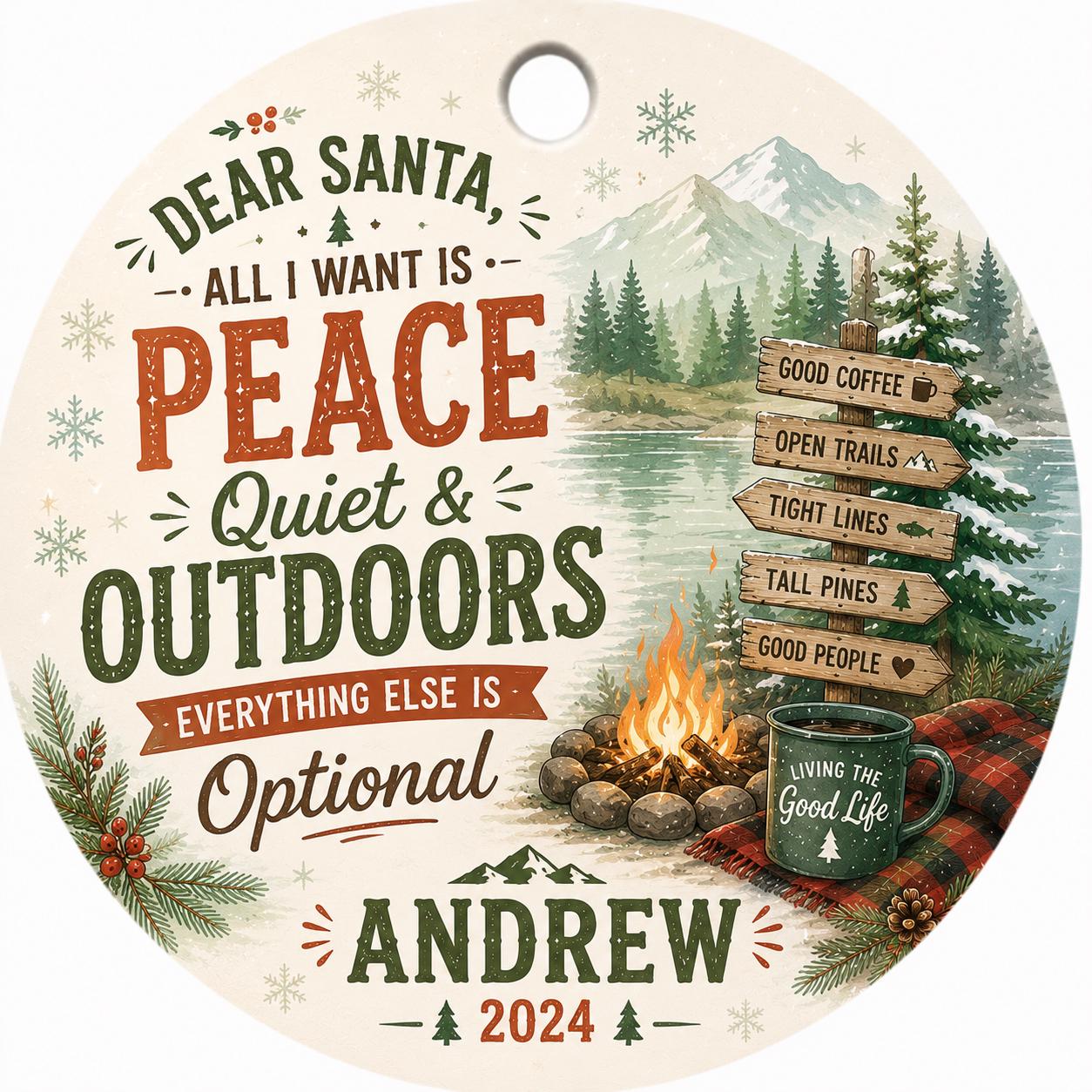 Rustic Mountain Cabin Christmas Ornament, Outdoor Lover GiftPersonalized