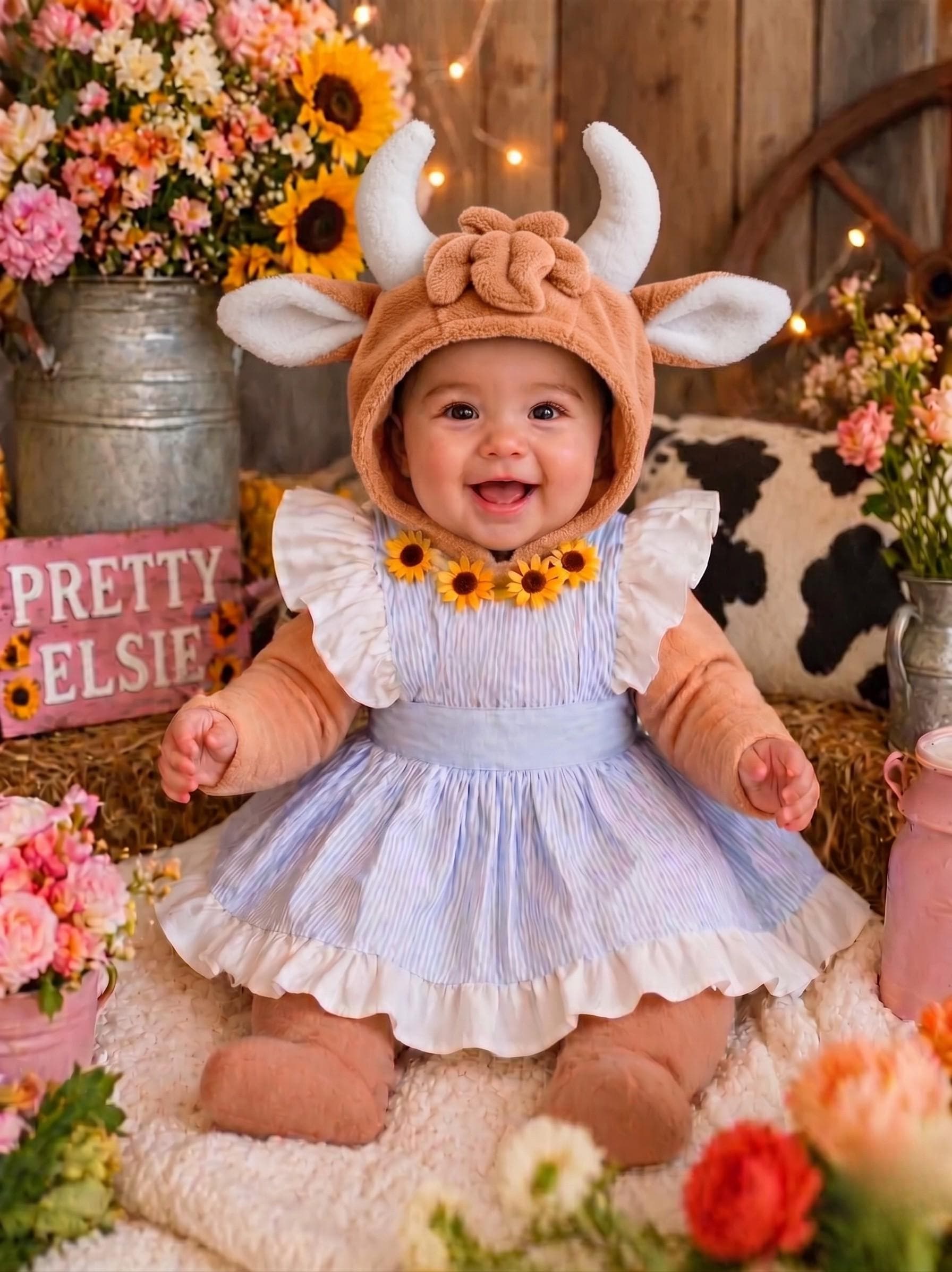 Brown Cow Fleece Costume with Apron, Farm Animal Halloween Outfit