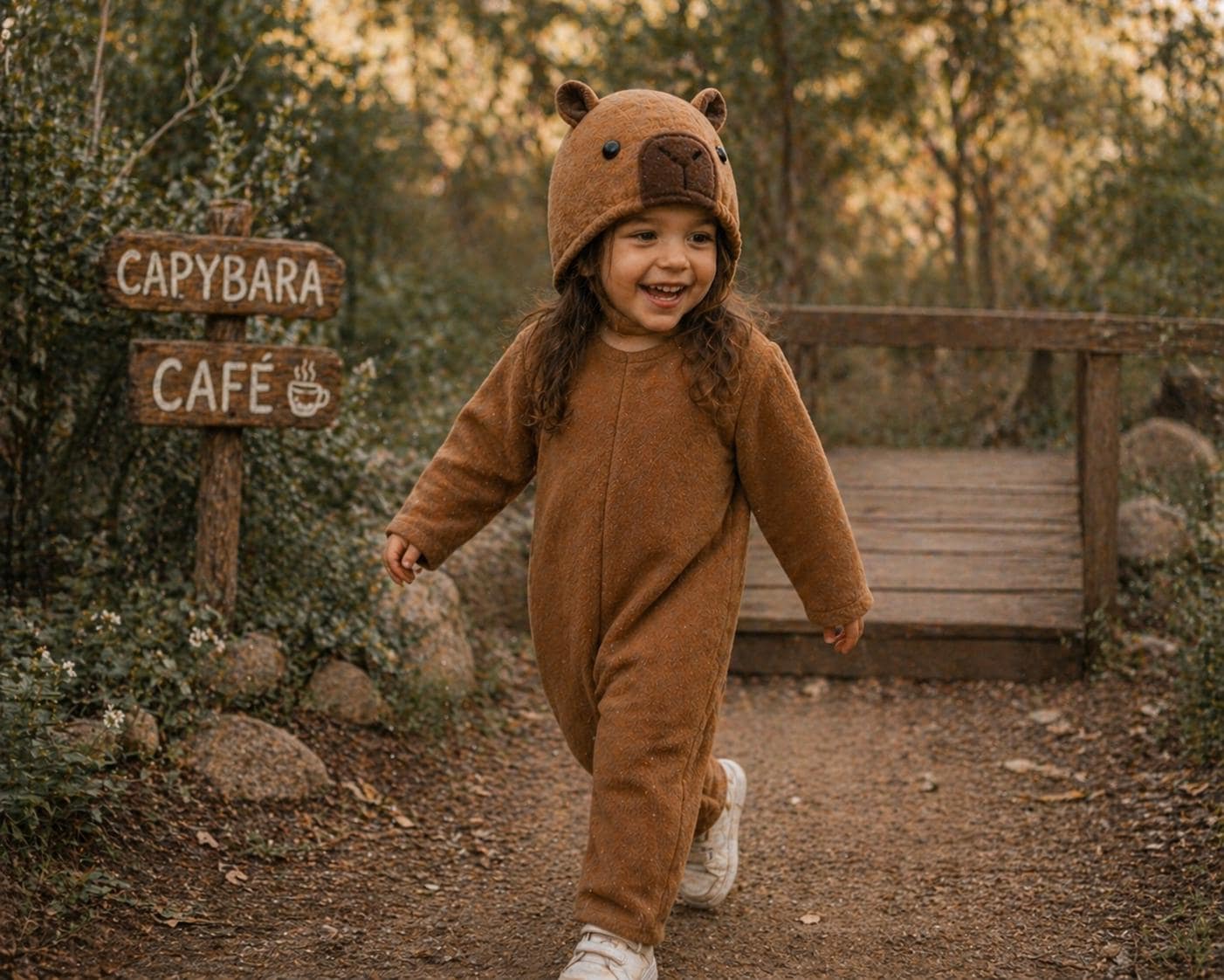 Kids Capybara Costume, Soft Fleece Animal Onesie for Toddlers and Children, Cute Rodent Halloween Costume, Brown Capybara Outfit with Hood