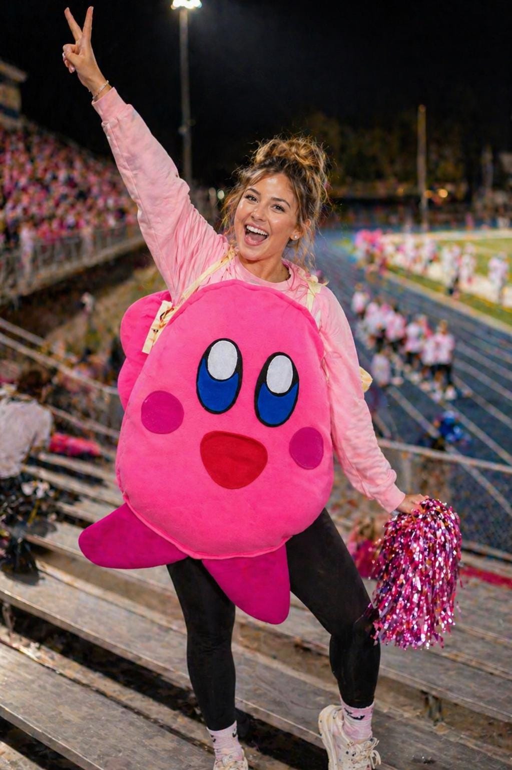 Kirby Costume with Star Boots, Pink Star Warrior for Men, Women, Toddlers, and Children, Plush Felt Face, Nintendo Game Cosplay