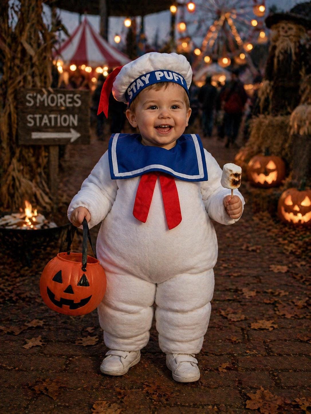 Stay Puft Ghostbusters Fleece Halloween Costume Marshmallow Man Custom Made