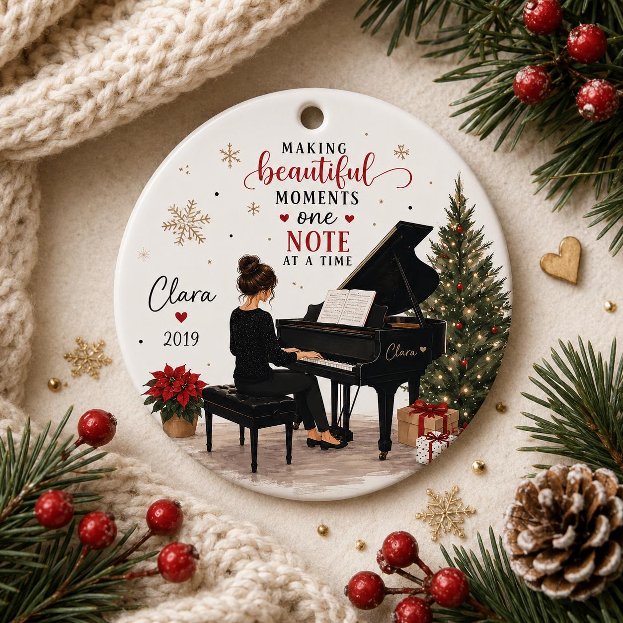 Grand Piano Ornament, Christmas Musician Keepsake, Music Lover DecorPersonalized