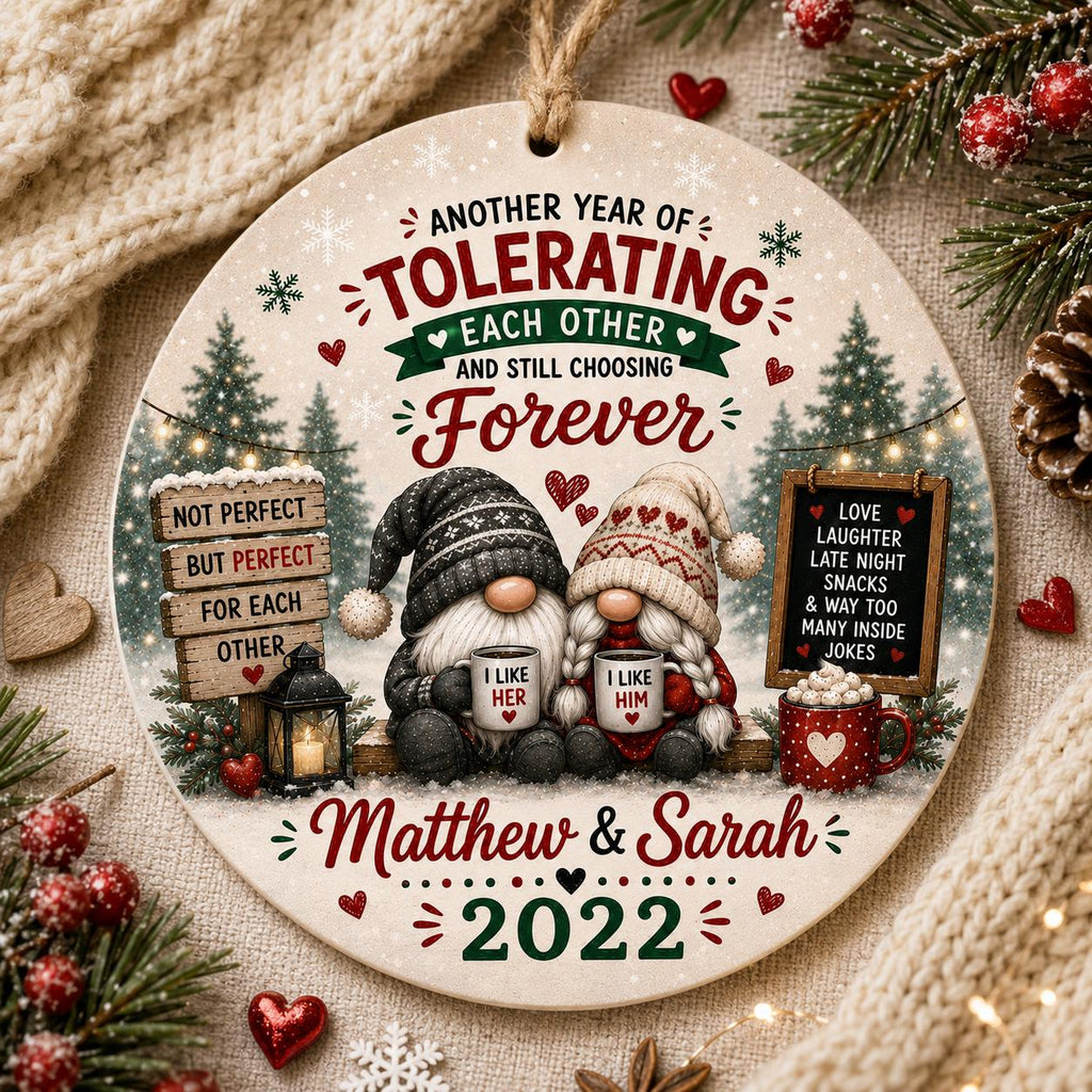 Gnome Couple Ornament, Funny Marriage Anniversary Keepsake, Christmas DecorPersonalized