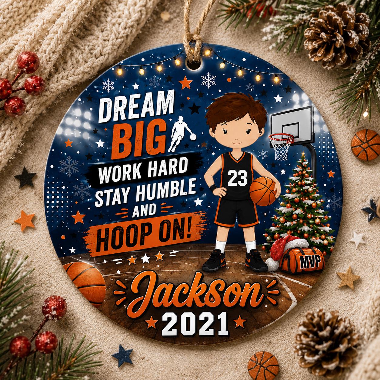 Basketball Player Christmas Ornament, Custom Athlete Keepsake, Sports DecorPersonalized