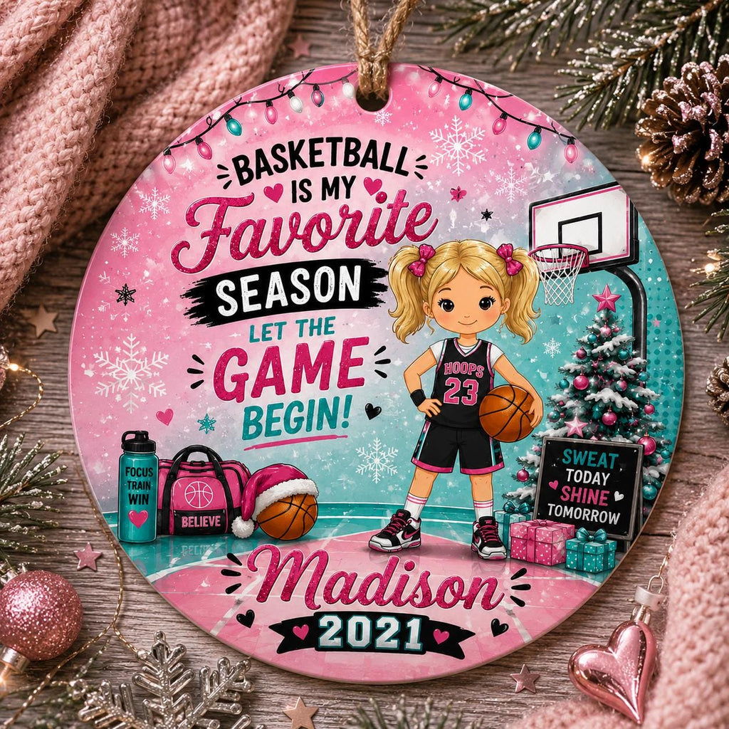 Girls Basketball Ornament, Custom Athlete Keepsake, Sports Holiday DecorPersonalized