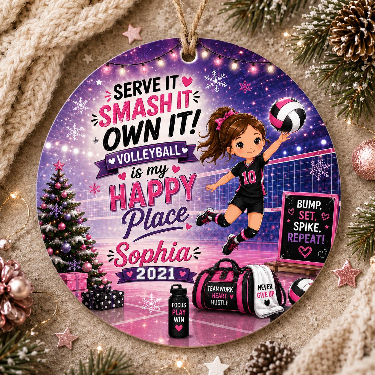 Girls Volleyball Ornament, Custom Athlete Keepsake, Sports Girl DecorPersonalized