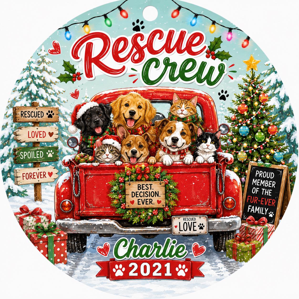 Rescue Crew Ornament, Adopt Don't Shop Pet Lover KeepsakePersonalized