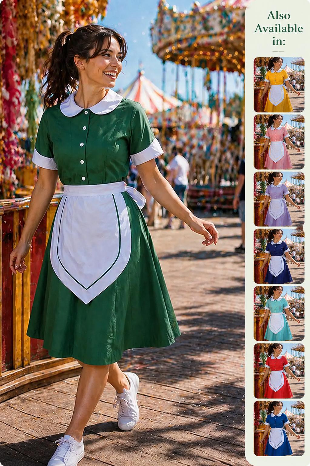 Waitress Dress Costume Uniform Retro Diner Waitress Dress Pinup Hostess Halloween Rockabilly Outfit