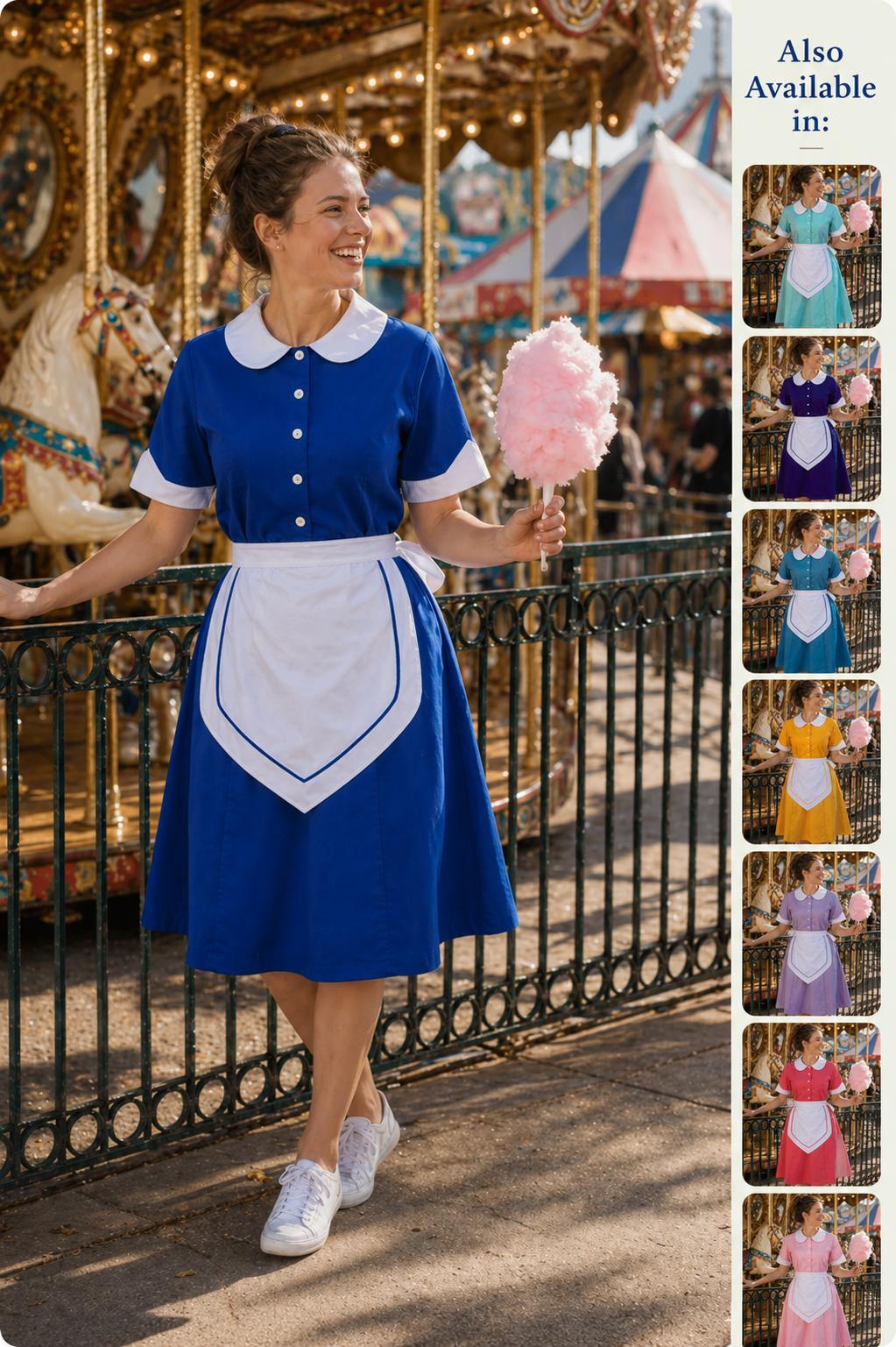 Waitress Halloween Dress Costume Uniform Diner Hostess Maid Retro Pinup Dress Rockabilly Outfit