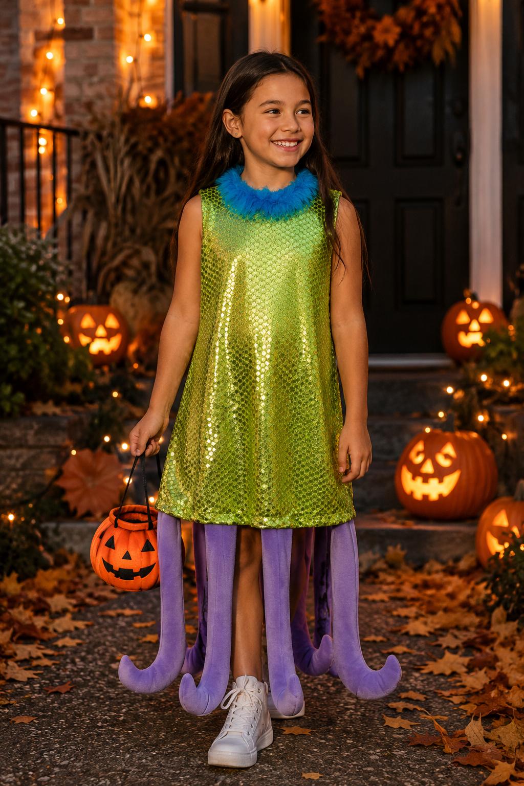 Girls Celia Halloween Costume Outfit, Girls Monster Halloween Costume, Cute One Eyed Monster Costume, Funny Monster Dress Up