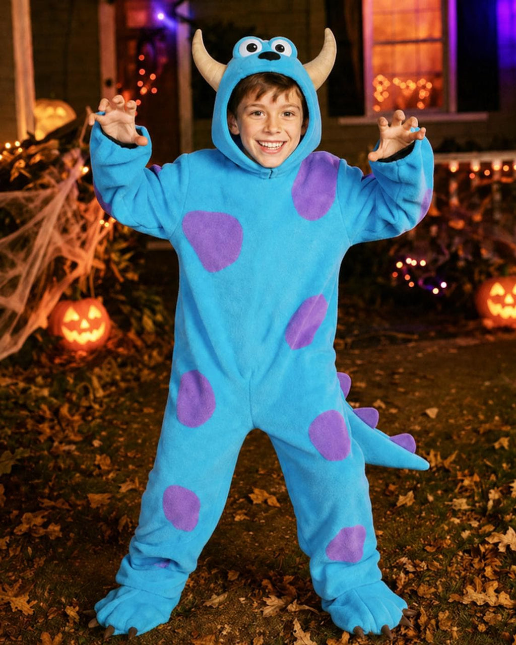 KIDS Sully Sulley Halloween Costume, Blue Monster Halloween Costume, Fleece Monster Costume for Kids, Funny Monster Outfit