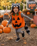 Kids Raccoon Pumpkin Costume, Toddler Halloween Outfit, Woodland Jack O Lantern