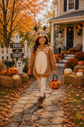Kids Fawn Tunic Hoodie Costume, Woodland Animal Fleece Outfit, Handmade Halloween Wear