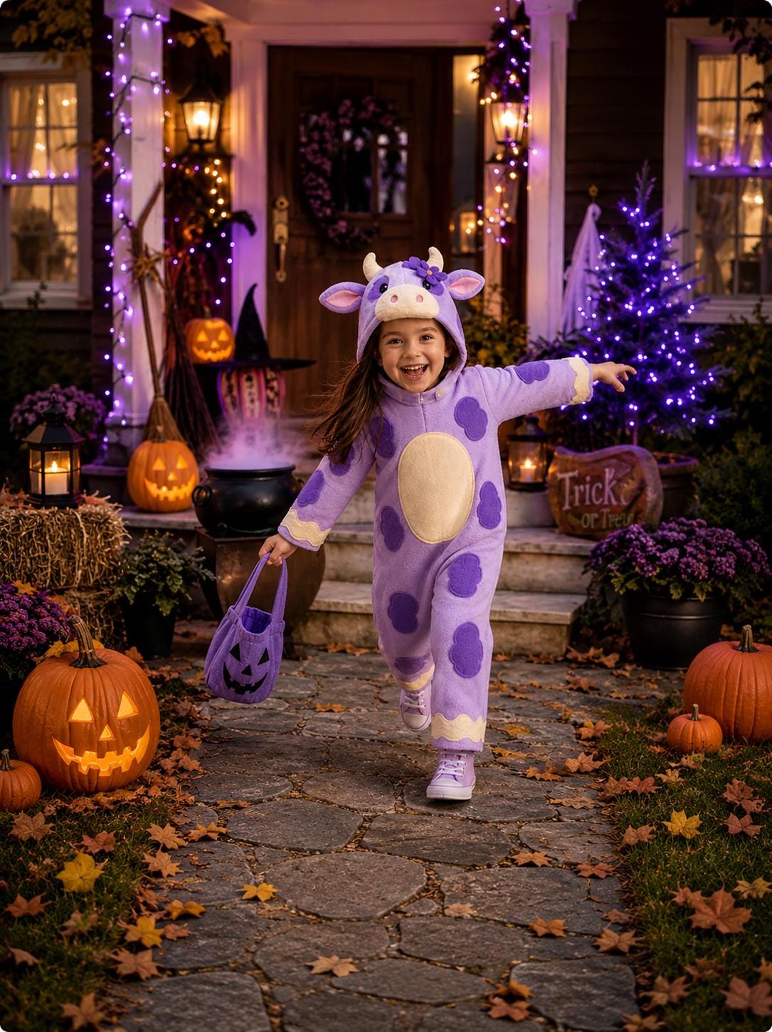 Handmade Pastel Cow Fleece Costume, Kids Animal Dress Up, Toddler Halloween Outfit
