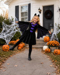 Girls Bat Wing Halloween Costume – Crushed Velvet Dress, Wings, Ears Set