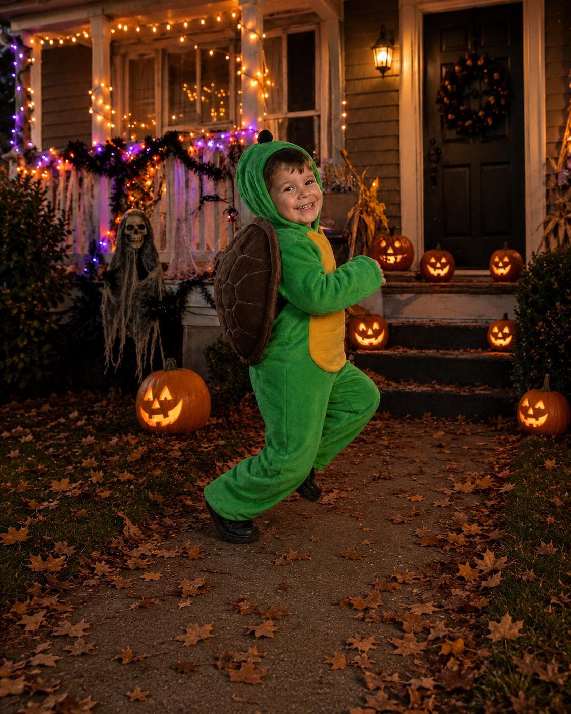 Kids Turtle Halloween Costume, Plush Tortoise Bodysuit and Shell