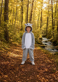 Kids Plush Hippopotamus Halloween Costume, Three-Piece Animal Bodysuit Hood Mittens