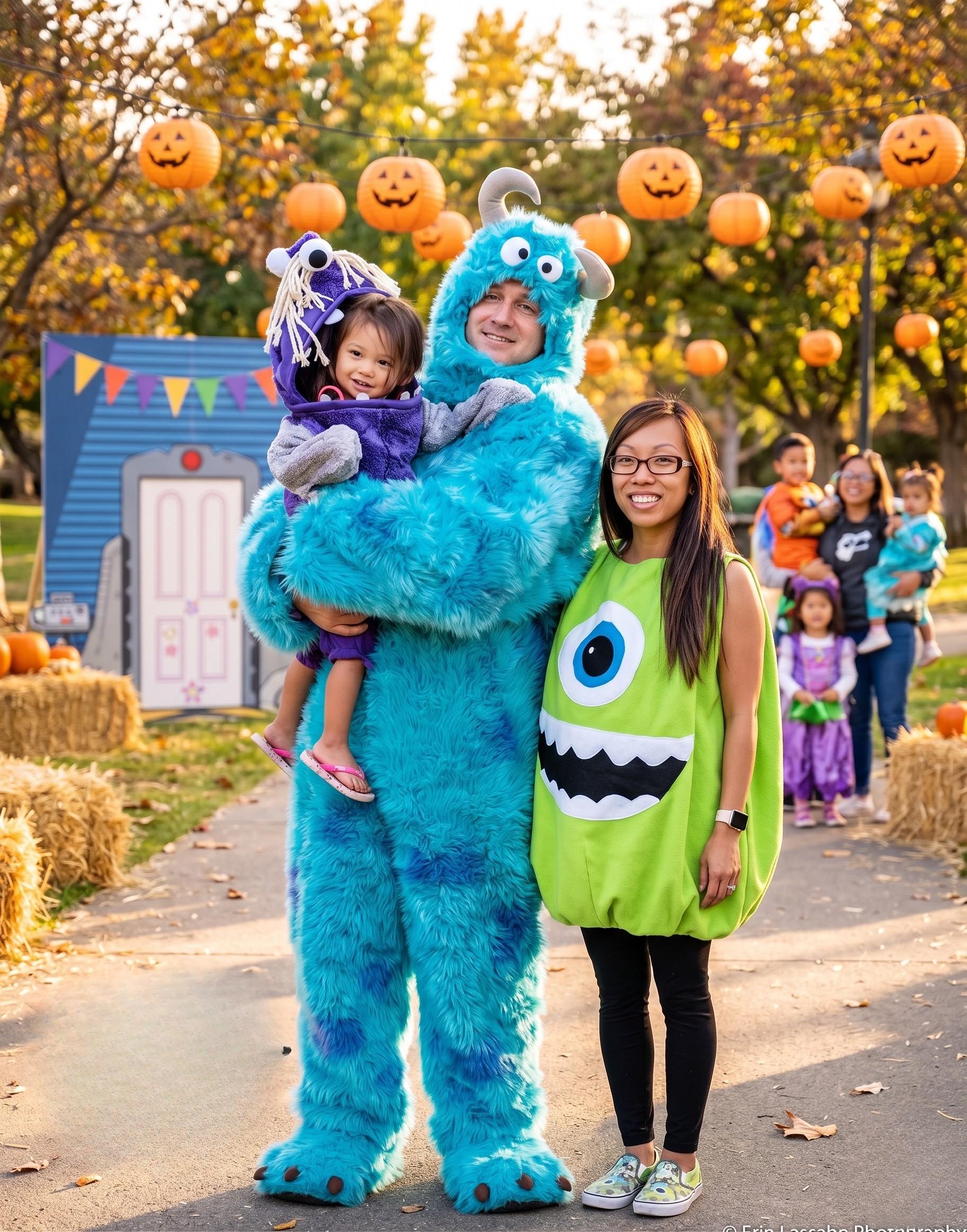 Green Mike Wazowski One-Eyed Monster Halloween Costume Kids Cosplay Character Inspired Fleece Creature Outfit