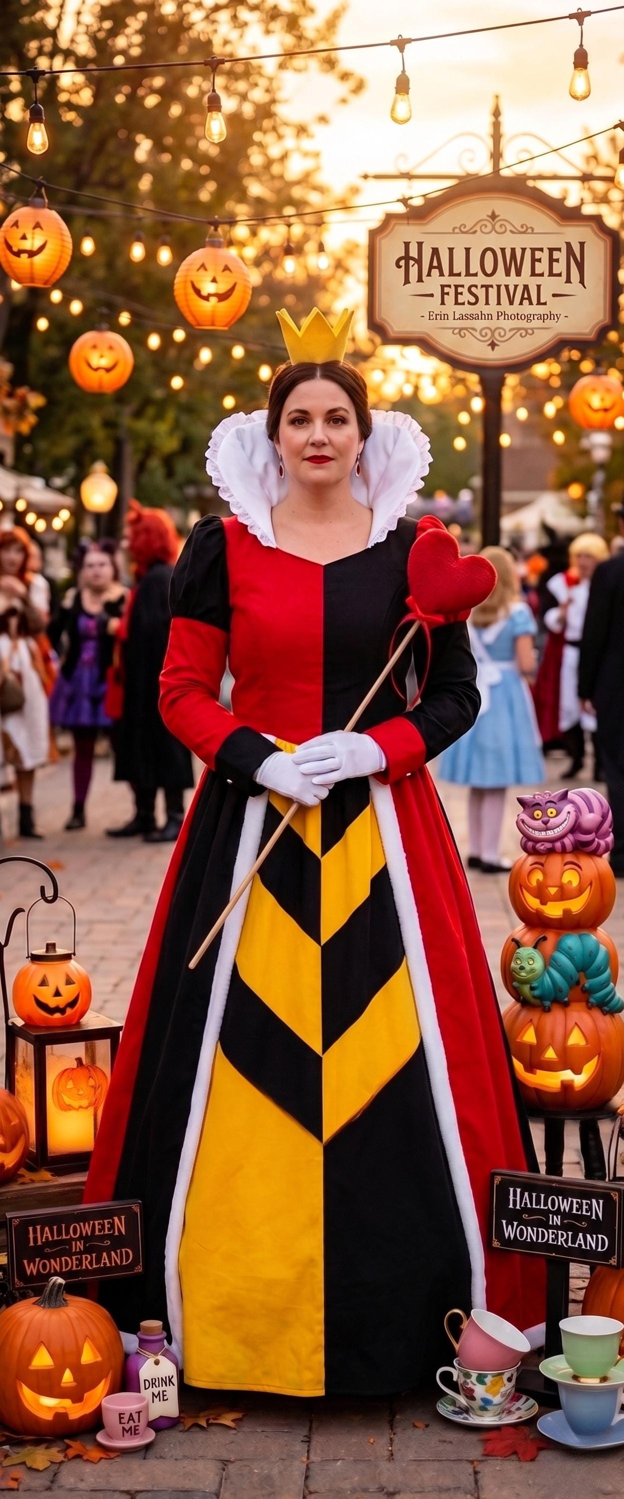 Queen of Hearts Halloween Costume Dress, Royal Villain Cosplay, Fairytale Villain Outfit