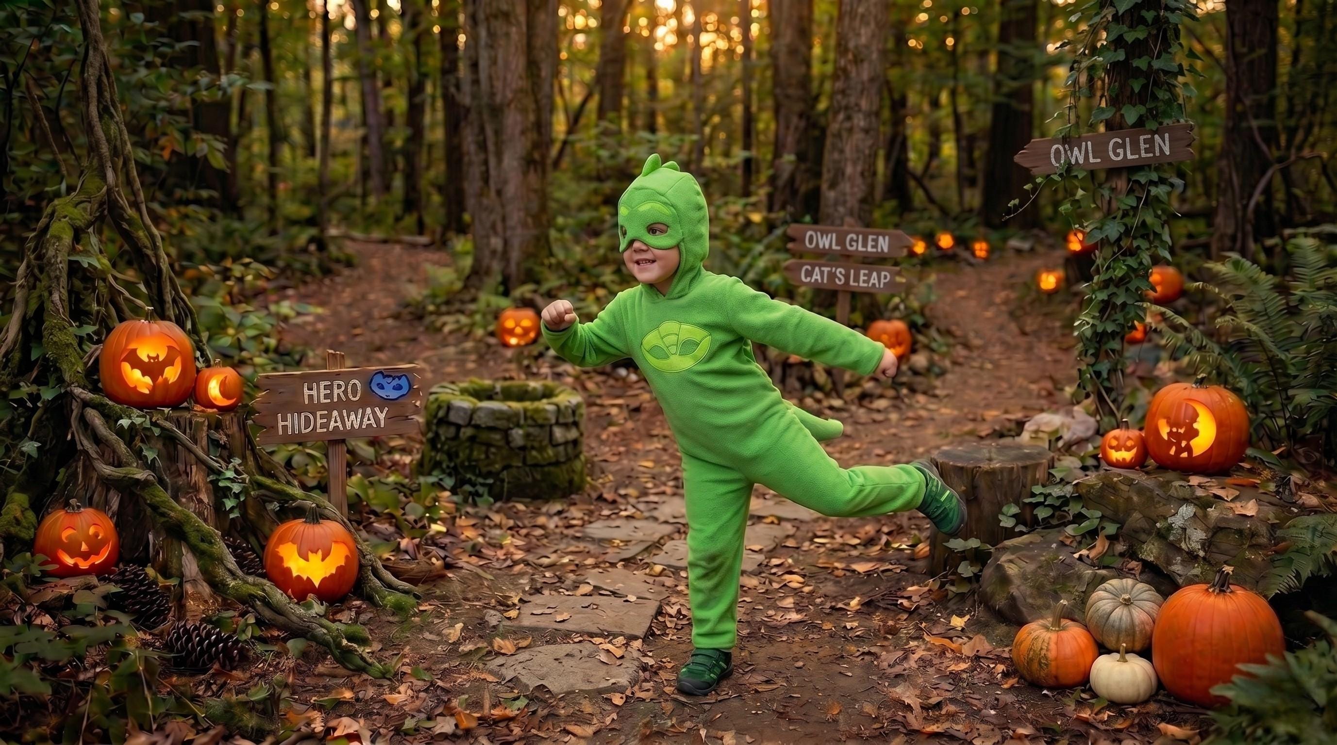 Green Gecko Lizard Halloween Costume for Kids, Fleece Animal Suit