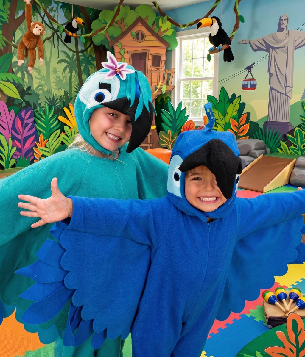 Macaw Blu Blue Jewel Rio Bird Halloween Costume Outfit, Bird Halloween Costume, Tropical Bird Costume for Kids, Colorful Parrot Cosplay