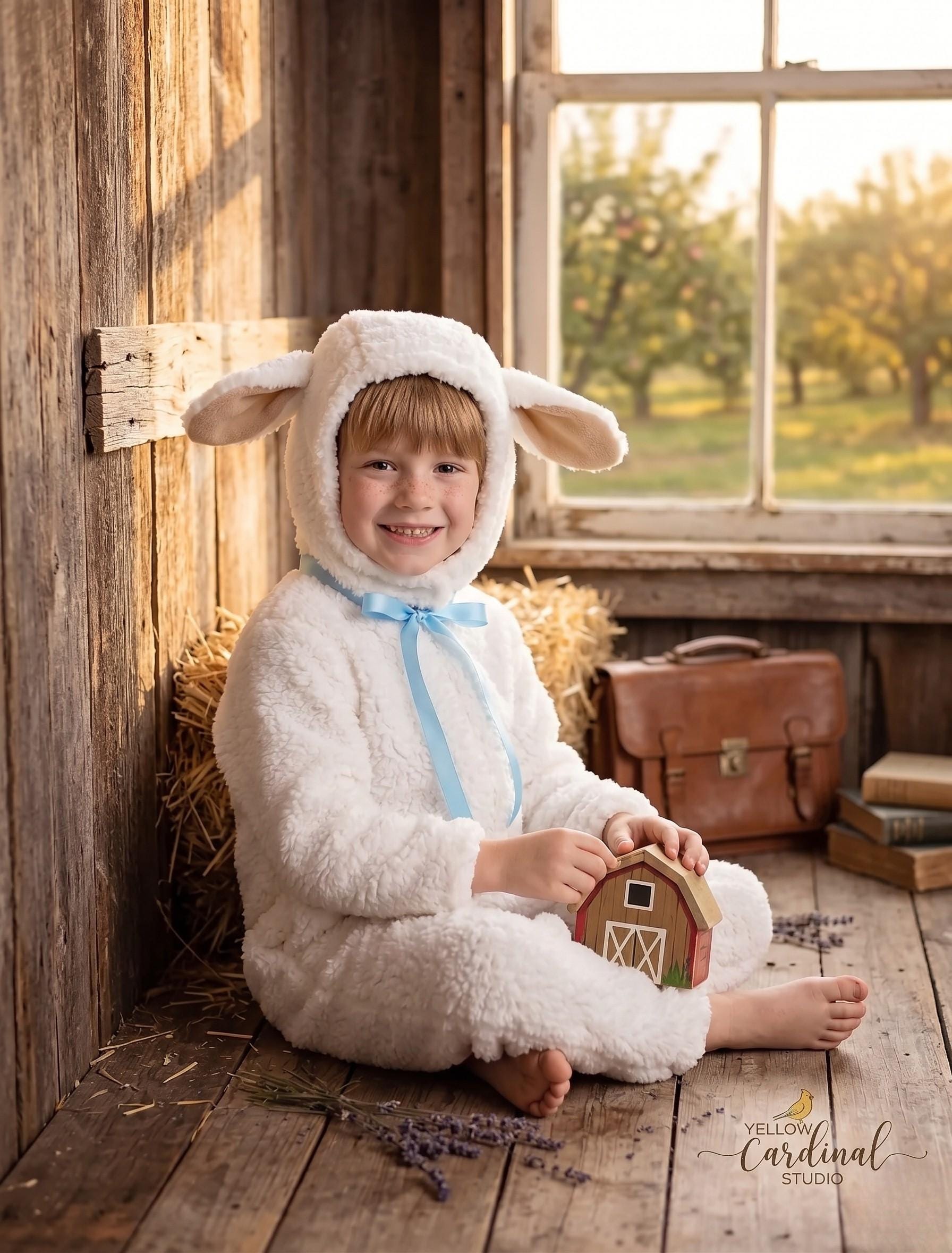 Fleece Lamb Sheep Costume, Kids Halloween Animal Outfit, Soft Plush Bodysuit