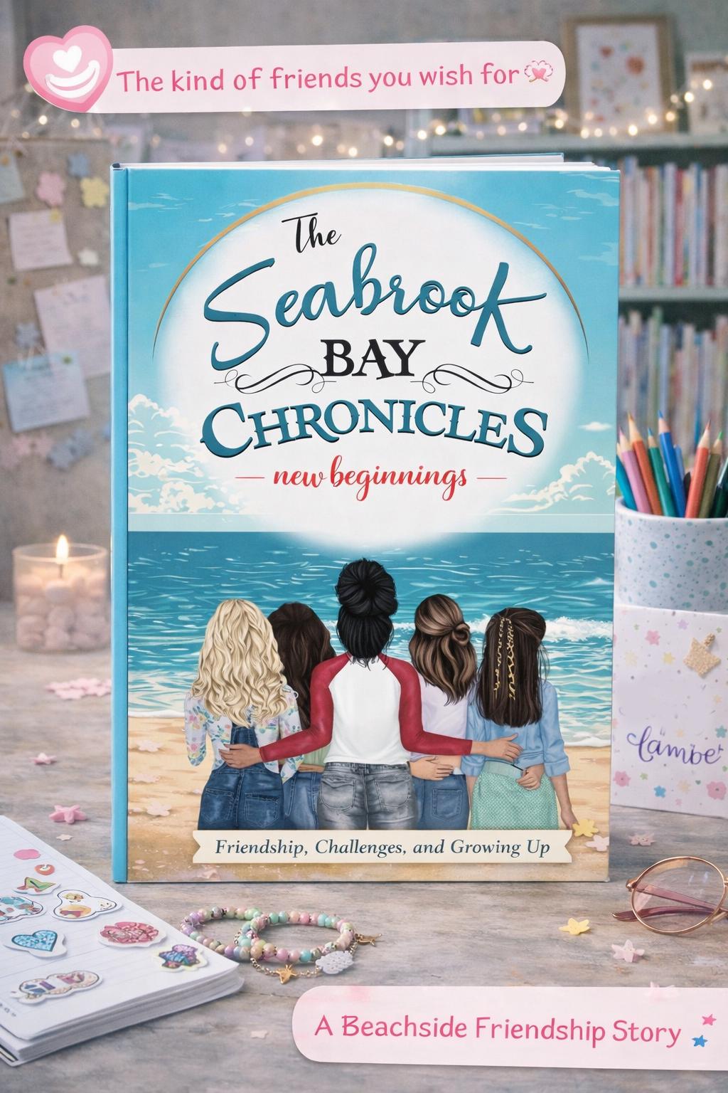 The Seabrook Bay Chronicles New Beginnings, Middle School Book for Girls, Signed Friendship Chapter Book Gift