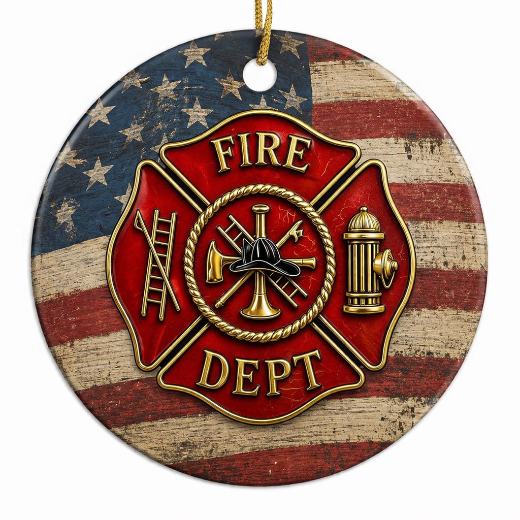 Firefighter Maltese Cross Ornament, American Flag Decor, First Responder Christmas KeepsakePersonalized
